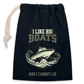I love big Boats - Funny Captain Vintage Design - Closable cotton gift bag (14x20cm) - navy - Front