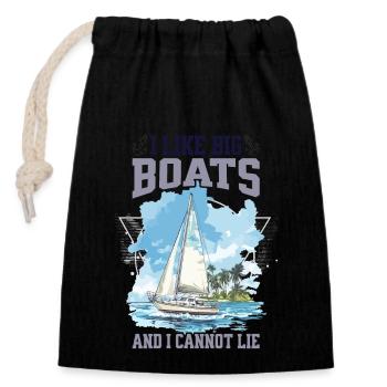 I Like Big Boats And I Cannot Lie Sailboat Design - Closable cotton gift bag (14x20cm) - black - Front