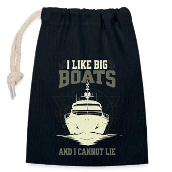 I Like Big Boats And I Cannot Lie – Yacht Design - Closable cotton gift bag (14x20cm) - navy - Front