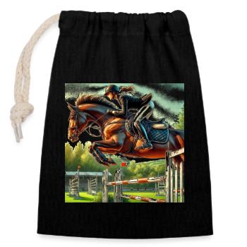 Show Jumper - Closable cotton gift bag (14x20cm) - black - Front