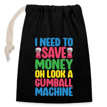 Machine à chewing-gum Machine à chewing-gum - Sac cadeau en coton avec cordon (14 x 20 cm) - noir - Devant