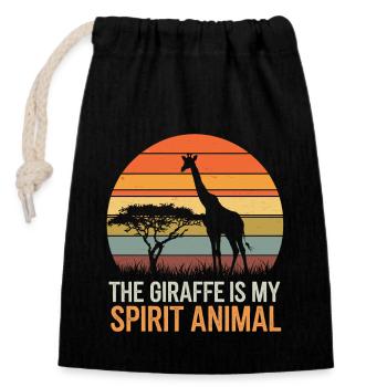 La girafe est mon animal spirituel safari rétro - Sac cadeau en coton avec cordon (14 x 20 cm) - noir - Devant