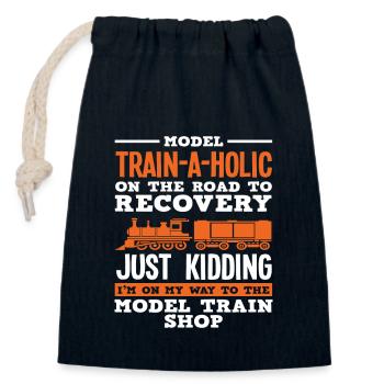 Model Train-A-Holic on the way to becoming a - Closable cotton gift bag (14x20cm) - navy - Front