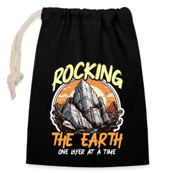 Géologue Rocking The Earth Loves Rock Collection - Sac cadeau en coton avec cordon (14 x 20 cm) - noir - Devant