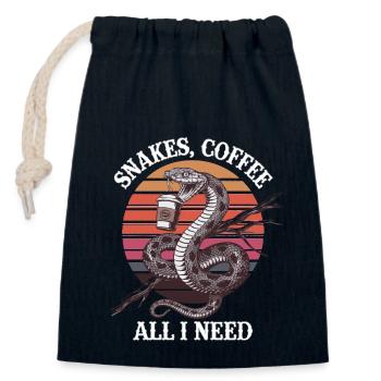 Funny Snake Art Snake Coffee Reptiles - Closable cotton gift bag (14x20cm) - navy - Front