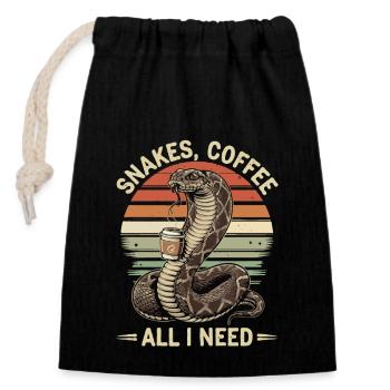 Lustiges Schlangen Kunst Schlange Kaffee Reptilien - Verschließbarer Geschenkbeutel aus Baumwolle (14x20cm) - Schwarz - Vorne