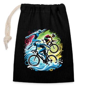 Le triathlon est mon sport - Sac cadeau en coton avec cordon (14 x 20 cm) - noir - Devant