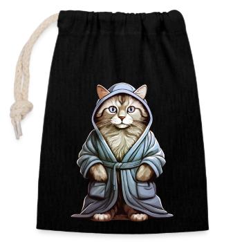 PEIGNOIR POUR CHAT - Sac cadeau en coton avec cordon (14 x 20 cm) - noir - Devant