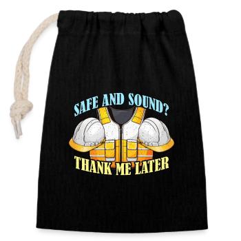 Safety Officer Safe And Sound Thank Safety Manager - Verschließbarer Geschenkbeutel aus Baumwolle (14x20cm) - Schwarz - Vorne