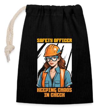 Safety Officer Keeping Chaos In Check Enforcement - Closable cotton gift bag (14x20cm) - black - Front