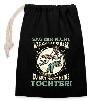 Papa und Vater mit Tochter Sprüche Geschenkidee - Verschließbarer Geschenkbeutel aus Baumwolle (14x20cm) - Schwarz - Vorne