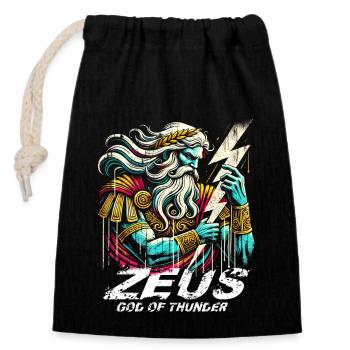 Zeus Greek god of thunder - Closable cotton gift bag (14x20cm) - black - Front