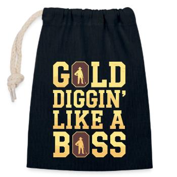 Gold Mining Panning History Adventure Prospector - Closable cotton gift bag (14x20cm) - navy - Front