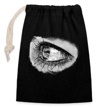 Beautiful woman eye in full mascara - Closable cotton gift bag (14x20cm) - black - Front