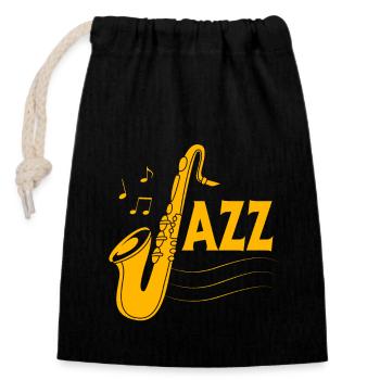 Saxophone Saxophonist - Closable cotton gift bag (14x20cm) - black - Front
