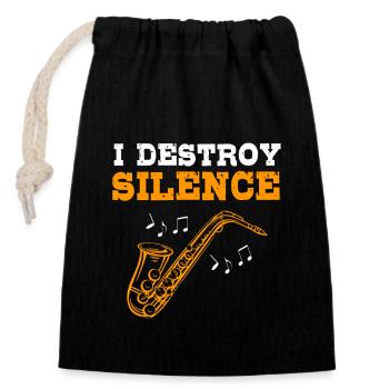 Saxophone Saxophonist - Closable cotton gift bag (14x20cm) - black - Front