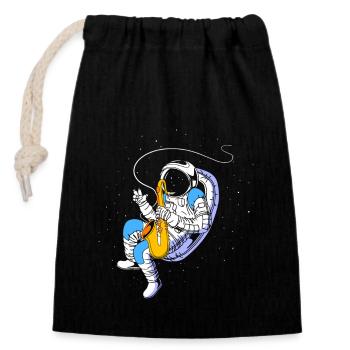 Saxophone Saxophonist - Closable cotton gift bag (14x20cm) - black - Front
