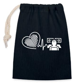 Mechanical Engineer Heartbeat - Closable cotton gift bag (14x20cm) - navy - Front
