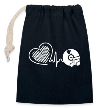 Music Teacher Music Teacher Heartbeat - Closable cotton gift bag (14x20cm) - navy - Front