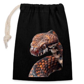 Snake - Closable cotton gift bag (14x20cm) - black - Front