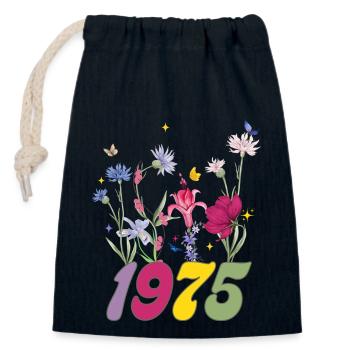 Geburtsjahr 1975 Wildblumen - Verschließbarer Geschenkbeutel aus Baumwolle (14x20cm) - Navy - Vorne