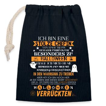 Stolze Chefin Lustig Halloween Team Damen - Verschließbarer Geschenkbeutel aus Baumwolle (14x20cm) - Navy - Vorne