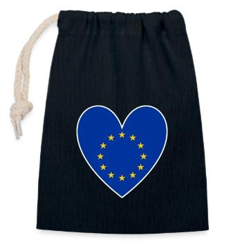 Drapeau de l’UE Cœur Europe Union européenne Euro - Sac cadeau en coton avec cordon (14 x 20 cm) - bleu marine - Devant