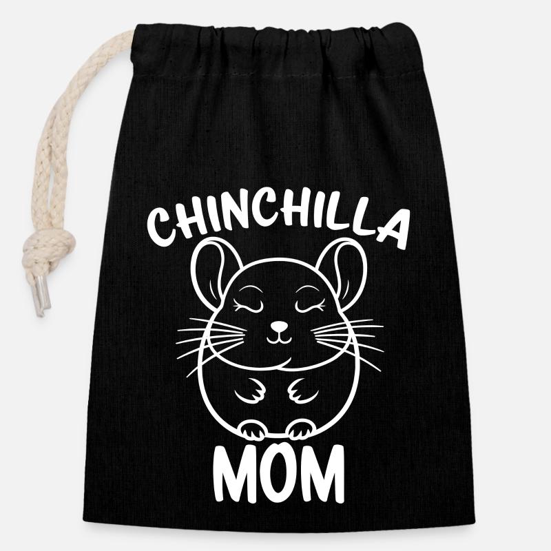 Chinchilla Spruch Mom Lustiges Chinchilla Geschenk - Verschließbarer Geschenkbeutel aus Baumwolle (14x20cm) - Schwarz