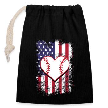 Baseball Sport Baseballspieler Pitcher Catcher USA - Verschließbarer Geschenkbeutel aus Baumwolle (14x20cm) - Schwarz - Vorne