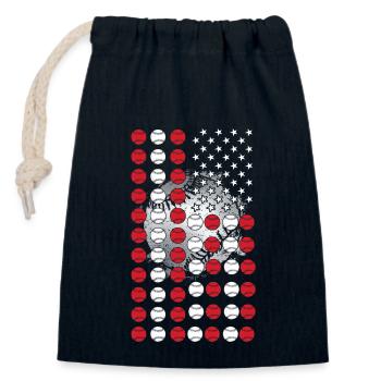 Baseball Sports Joueur de baseball Lanceur Receveur États-Unis - Sac cadeau en coton avec cordon (14 x 20 cm) - bleu marine - Devant