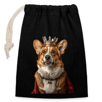 Welsh Corgi Pembroke - Verschließbarer Geschenkbeutel aus Baumwolle (14x20cm) - Schwarz - Vorne