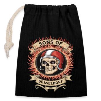 Sons Of Düsseldorf Skull And Flames - Closable cotton gift bag (14x20cm) - black - Front