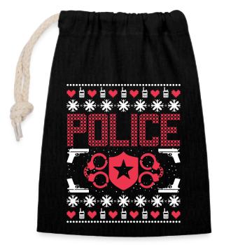 Funny Police Christmas Gifts - Closable cotton gift bag (14x20cm) - black - Front
