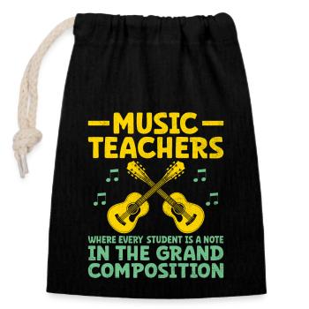 Music Teachers Where Every Student Is A Note Teach - Closable cotton gift bag (14x20cm) - black - Front