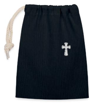 Jesus Christ Christian Christianity God Bible - Closable cotton gift bag (14x20cm) - navy - Front