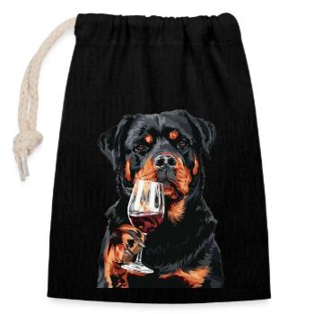 Rottweiler - Verschließbarer Geschenkbeutel aus Baumwolle (14x20cm) - Schwarz - Vorne