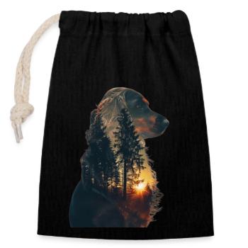 Cocker Spaniel - Sac cadeau en coton avec cordon (14 x 20 cm) - noir - Devant