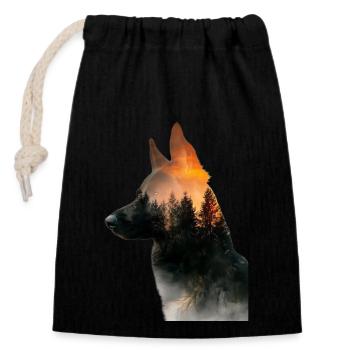 German Shepherd - Closable cotton gift bag (14x20cm) - black - Front