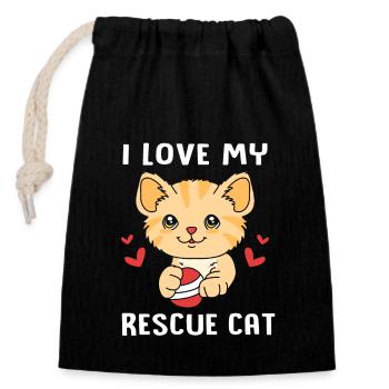 Cat Rescue Animal Rights Animal Rescue Animal Shelter - Closable cotton gift bag (14x20cm) - black - Front