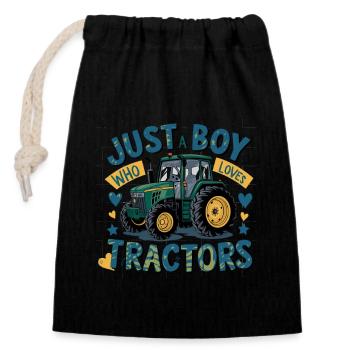 Traktor Trekker Landwirt Bauer Farm Tractor Acker - Verschließbarer Geschenkbeutel aus Baumwolle (14x20cm) - Schwarz - Vorne