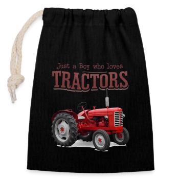 Traktor Trekker Landwirt Bauer Farm Tractor Acker - Verschließbarer Geschenkbeutel aus Baumwolle (14x20cm) - Schwarz - Vorne
