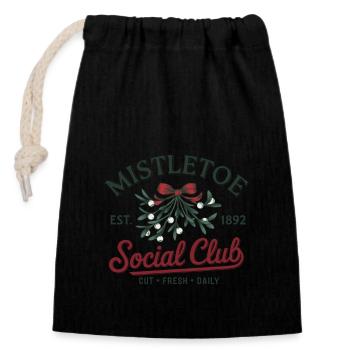 Mistletoe Social Club - Freshly cut - Closable cotton gift bag (14x20cm) - black - Front