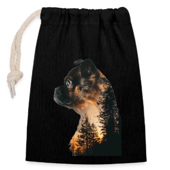 Pug - Closable cotton gift bag (14x20cm) - black - Front
