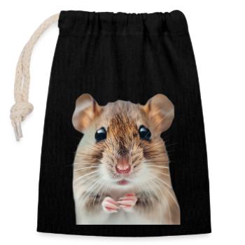 Loir - Sac cadeau en coton avec cordon (14 x 20 cm) - noir - Devant