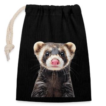 Ferret - Closable cotton gift bag (14x20cm) - black - Front