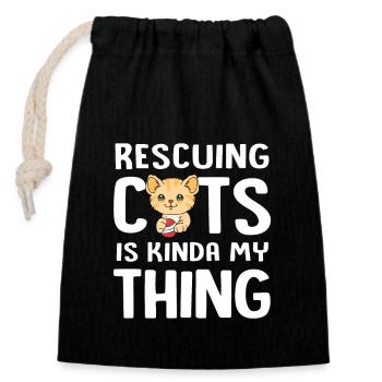 Cat Rescue Animal Rights Animal Rescue Animal Shelter - Closable cotton gift bag (14x20cm) - black - Front