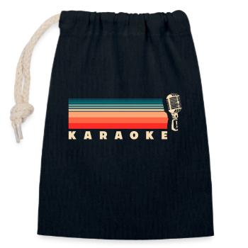 Karaoke Retro Vintage Mikrofon - Verschließbarer Geschenkbeutel aus Baumwolle (14x20cm) - Navy - Vorne