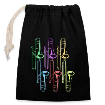 Trombone - Sac cadeau en coton avec cordon (14 x 20 cm) - noir - Devant