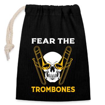 Trombone - Sac cadeau en coton avec cordon (14 x 20 cm) - noir - Devant