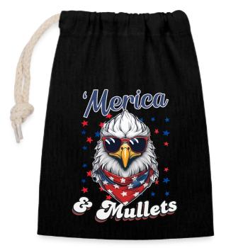 'Merica Und Vokuhilas Lustiges USA Männer - Verschließbarer Geschenkbeutel aus Baumwolle (14x20cm) - Schwarz - Vorne
